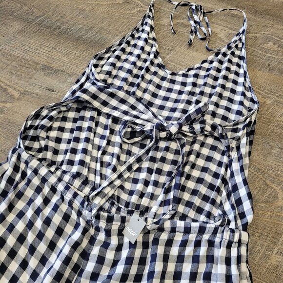 NWT AERIE | Plaid Open Back Halter Romper | Sz. L - Picture 5 of 7